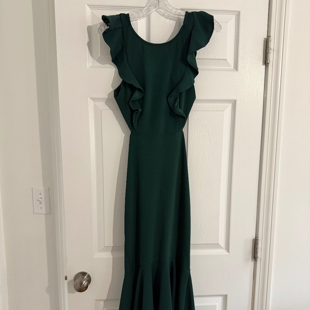 Yvonne Hi Lo Midi Dress in Emerald, size 4